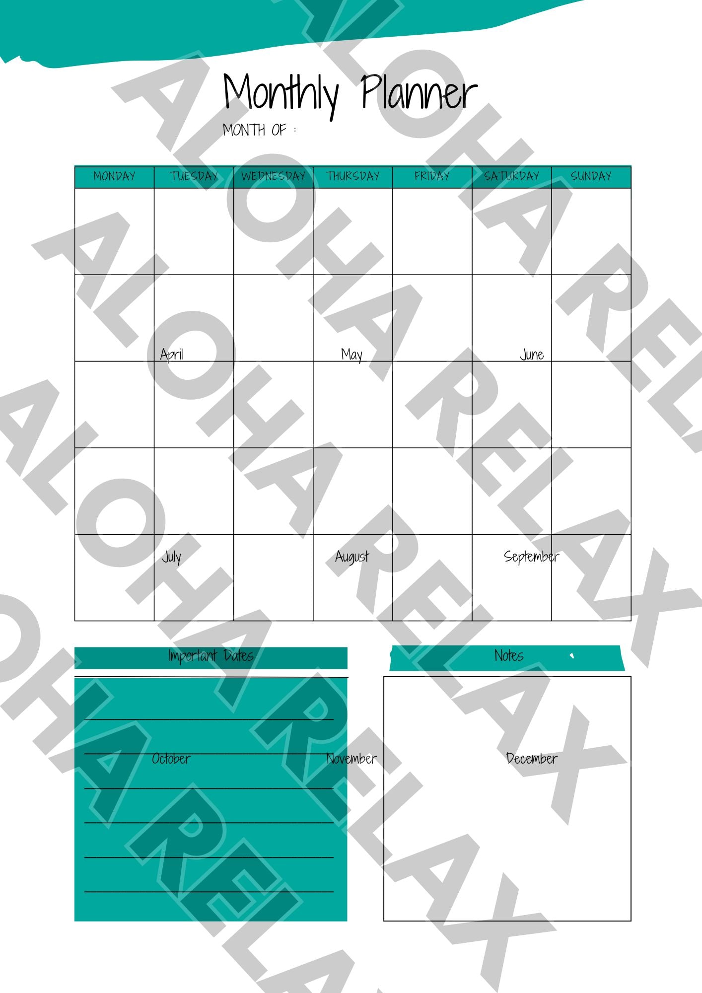 Ultimate Yearly Planner: Organize Your Life, Track Your Wellness, Achieve Your Goals - Aloha Relax