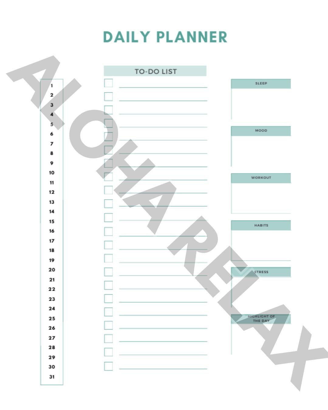 Wellness Planner & eBook Bundle: Daily Planner + 35 eBooks to Elevate Your Mind, Mood & Habits - Aloha Relax