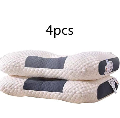 The image shows a stack of four 3D Knitted Cotton Pillow Sleep Aids from Aloha Relax, featuring a quilted texture in white and gray. They are arranged in pairs, with a label visible on one end. The text "4pcs" is written above the pillows.