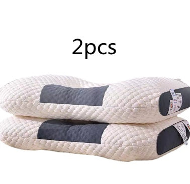 Two 3D Knitted Cotton Pillow Sleep Aids from Aloha Relax with a textured honeycomb pattern are stacked on top of each other. Both pillows feature a black rectangular section in the center and have a white tag on one end. The text "2pcs" is written above the pillows. Perfect for sleep improvement, these pillows ensure total relaxation.
