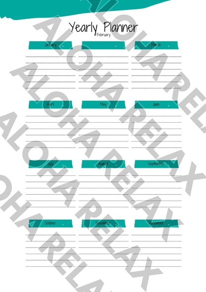 Ultimate Yearly Planner: Organize Your Life, Track Your Wellness, Achieve Your Goals - Aloha Relax