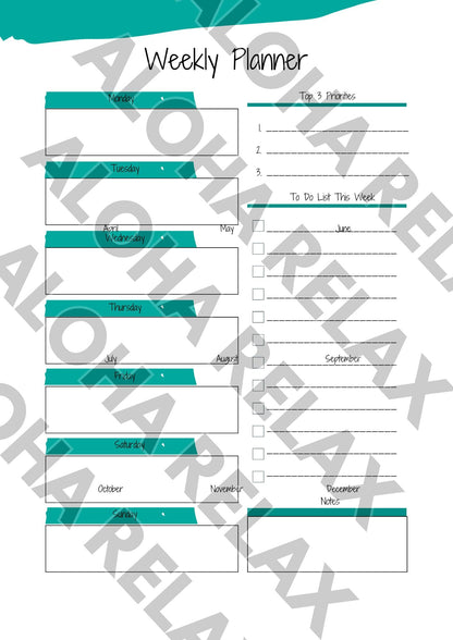 Ultimate Yearly Planner: Organize Your Life, Track Your Wellness, Achieve Your Goals - Aloha Relax